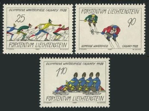 Liechtenstein 877-879,MNH.Michel 934-936.Olympics Calgary 1988.Humorous drawings - Picture 1 of 1
