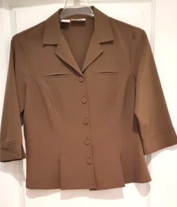 Kathy Che Womens Green Button Down Shirt Top Blouse Size 14 Career Business - Picture 1 of 9