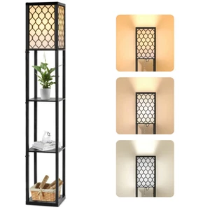 Stehleuchte LED Stehlampe Standleuchte Leselampe Bodenlampe Schwarz Holz E27 DHL - Bild 1 von 9