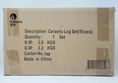 Natural Glo Gas Fireplace Logs 10 Piece Set of Ceramic Wood Logs Use Indoors - Image 1 of 4