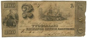 1840 Baltimore Maryland Exchange Office MD $2 No.872 (L2044) - Picture 1 of 2