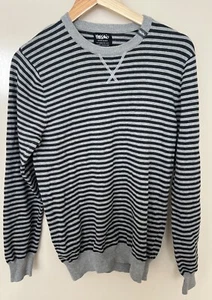 Mossimo Grey & Black Stripe Pullover Knit-Casual-Weekend-Comfy-Size M - Picture 1 of 12