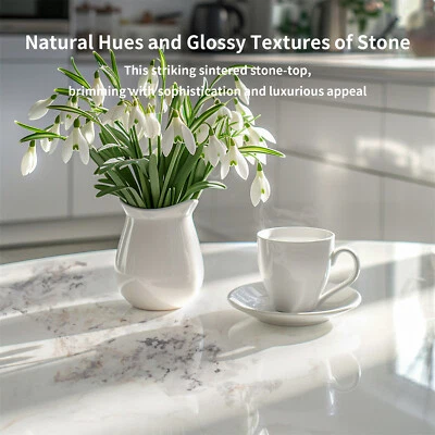 30” Diameter Round Kitchen Dining Table Bar Bistro Table Stone Top Metal Base - Image 1 of 4