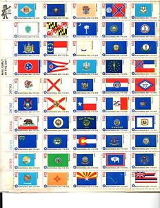 USPS 1976 Bicentennial Era 1776 to 1976 State Flags Full Sheet 50 13 cent stamps