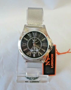 Ladies / Unisex Elegant Watch Mesh Strap & Silver Case & Black Watch Face, - Picture 1 of 6