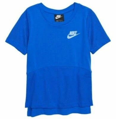 NIKE GIRLS SPORTSWEAR MESH T-SHIRT ASSORTED SIZES 939517 403 - Image 1 of 2