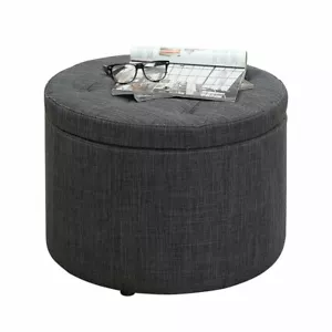 Convenience Concepts Designs4Comfort Round Shoe Ottoman in Gray Fabric - Picture 1 of 6