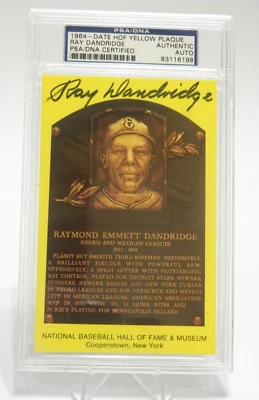Ray Dandridge Negro League Baseball HOF Autograph Plaque Postcard 💎PSA SLAB - Image 1 of 3