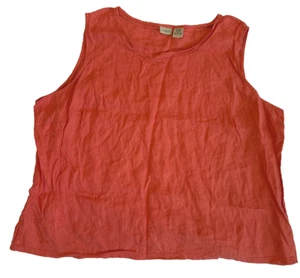 LL BEAN 100% LINEN TANK TOP WOMENS 3X REG CORAL SLEEVELESS LAGENLOOK SUMMER - Picture 1 of 12