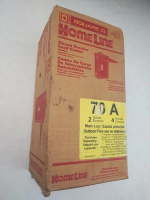 Panel central de carga Square D Homeline 70 Amp 2 espacios 4 circuitos exterior terminal principal Foto 1 de 4