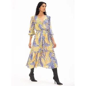 Banjanan Kurzarm Perlen Midikleid Ernte Print BFA23DV1284 Small NEU - Bild 1 von 4
