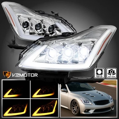 Fits 2008-2015 Infiniti G37/Q60 Coupe Full LED Sequential Projector Headlights Foto 1 de 4