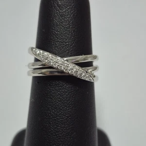 Effy Crossver Ring 14 Karat Weißgold Diamanten Größe 7,25 Gewicht 5 g - Bild 1 von 8