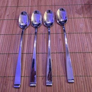 SET OF (4) ONEIDA FORTE 7 1/4" GLOSSY STAINLESS ICED TEA SPOONS - Picture 1 of 1