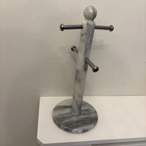 Supporto albero porta tazze 4 tazze in marmo bianco massello picchetti acciaio inox - Foto 1 di 8