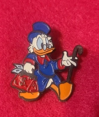 DISNEY SCROOGE MCDUCK ЗНАЧОК ПЕРЕНОСКИ ДЕНЬГИ СУМКА И ТРОСТЬ ВИНТАЖНЫЙ SEDESMA ЧЕРНЫЙ НАЗАД - Изображение 1 из 4
