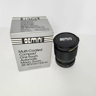1983 Gemini Auto Macro Zoom 28-80mm Lens f3.5/4.8 Cap Box Original Receipt Canon - Image 1 of 4