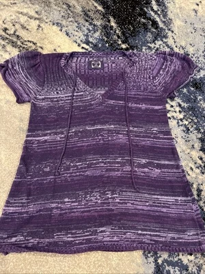 Suéter Decree Junior Púrpura Rayas Cuello en V Corbata Grande Foto 1 de 4