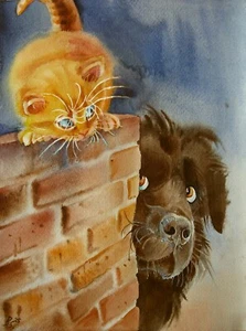 "Begegnung der dritten Art" - Aquarell Original - Bild 1 von 1