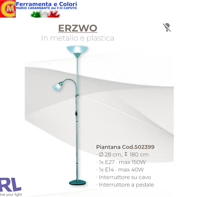 Lampada Piantana LED E27 E14 h180 Cm ? 28cm Torre Luce Interruttore Cavo Pedale - Immagine 1 di 3