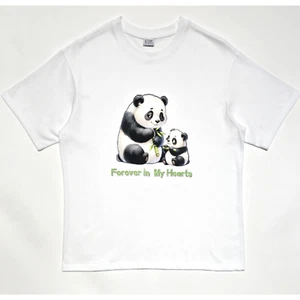 Unisex Cotton 100% Cute Panda Bamboo Family Tee White Shot Sleeve T-Shirt - Picture 1 of 12