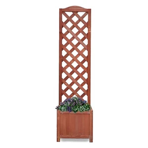 Piantatrice da giardino in legno con letto a traliccio rialzato vaso fiori reticolo griglia arrampicata - Foto 1 di 18