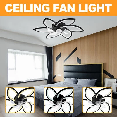 LED Ceiling Fan Light Dimmable Living Room Chandelier Lamp With Remote Control - Image 1 of 4