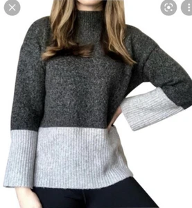 MICHAEL KORS Pearl Heather Gray Color Block Rollkragen Tunika Pullover S Small - Bild 1 von 9