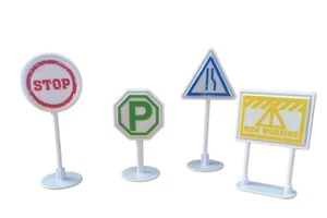 Vintage - Europe Road & Railroad - Hard Plastic Toy Signs - 4 Piece Lot - Picture 1 of 11