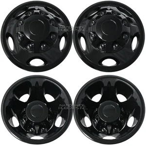 4 Black 2011-2025 Silverado 3500 17" Dually Wheel Simulators Dual Rim Liners - Picture 1 of 15