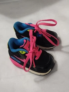 Nike Air Max 90 Kids Shoe Size 3C Casual Black/ Pink 724854-004 Used  - Picture 1 of 2