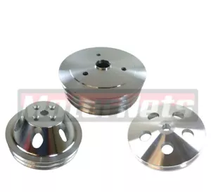 SB Chevy SWP Aluminum 2/3/1 Water Crankshaft Power Steering Pulley Kit 305 350 - Bild 1 von 8