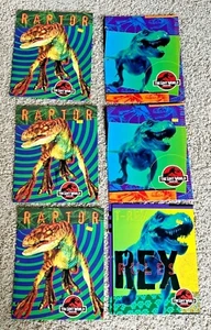 Lote de 6 carpetas de bolsillo vintage 1996 Jurassic Park 2 Raptor T-Rex Lost World - Imagen 1 de 2