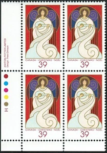 Canada sc#1114 Christmas: Angels, LL Imprint Block, Mint-NH - Bild 1 von 2