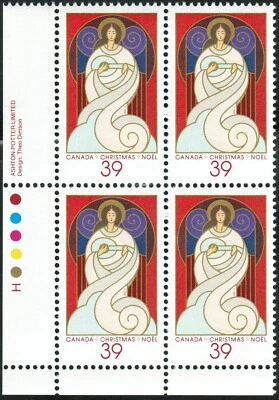 Canada sc#1114 Christmas: Angels, LL Imprint Block, Mint-NH - Image 1 of 2