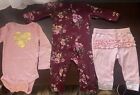 Ensemble de tenues bébé fille 6-9 mois pyjama floral rose pantalon une pièce
