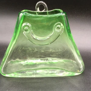 vtg ombre green art glass figural purse vase  Wall Pocket 5x6" - Picture 1 of 6
