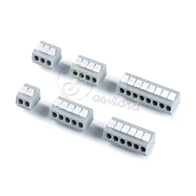 PCB Terminal Block Connector Spring Stripboard 5mm Pitch Panel PCB Mount 2-8 Pin - Image 1 of 4