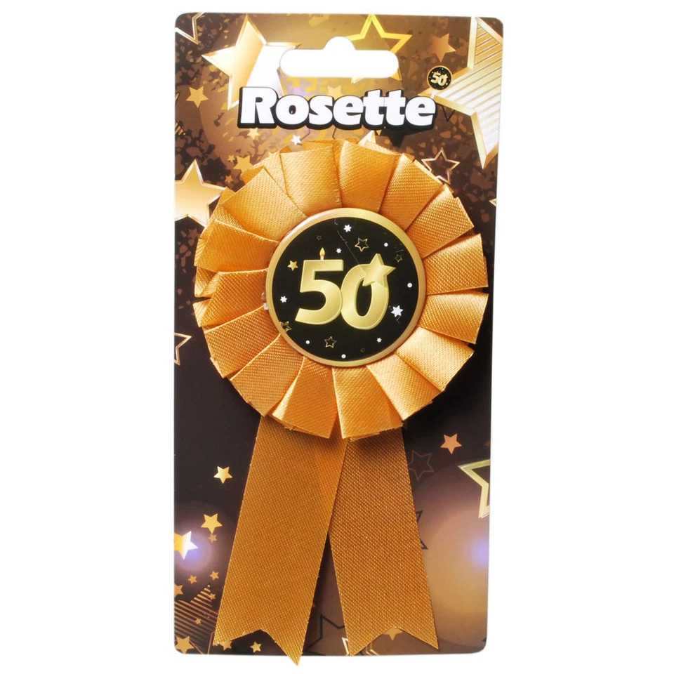 Rosette "50" Geburtstag Orden schwarz / gold Dekoration Geschenk Jubiläum - Bild 1 von 1