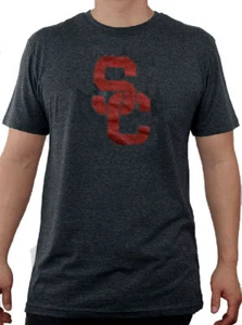 USC Heather Black Mens Worn Interlock Short Sleeve T Shirt by 289c apparel - Picture 1 of 5
