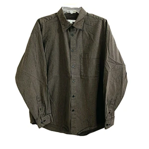 Size Large Geoffrey Beene Oxford Shirt 2-Ply Button Men's L/S Brown/Black Z1 - Picture 1 of 5