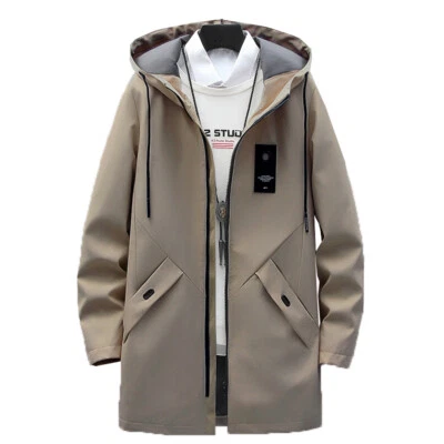 💙💙Mens Casual Long Jackets Coats Hooded Streetwear Hip Hop Windbreaker Outwear - Image 1 of 4