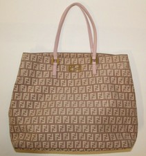 fendi f logo leather shopper tote
