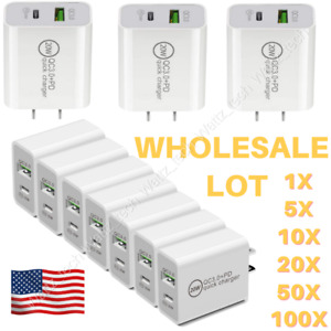 Bulk 20W Fast Charger USB Type C Wall Power Adapter Lot For iPhone 14 13 12 11 8