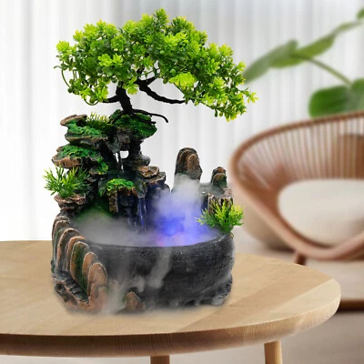 Fuente Rockery Cascada Fengshui Escritorio Atomizador Humidificador Escritorio Interior LED Foto 1 de 4