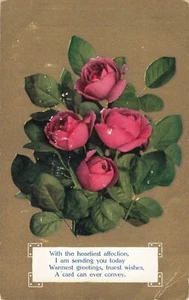 Poema de amistad rosas románticas muestra publicitaria, postal vintage - Imagen 1 de 2