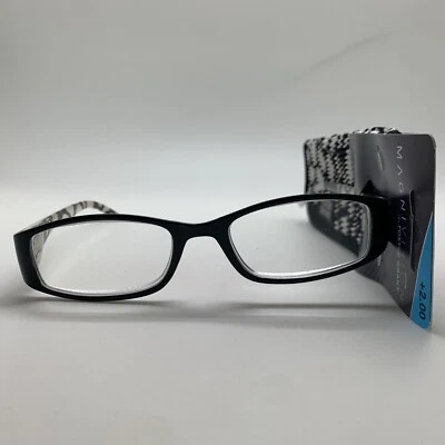 D135 Foster Grant TATUM BLK /слоновая кость + 2,00 очки для чтения Magnivision читателей - Изображение 1 из 4