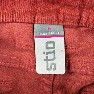 Pantalones de pana Stio para mujer 6 rojos pierna recta elásticos remaches ajustados tiro bajo - Imagen 1 de 14