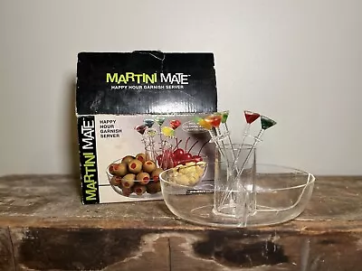 Prodyne Happy Hour Garnish Server Bowl Colorful Sticks With Martini Tops Taiwan - Image 1 of 4