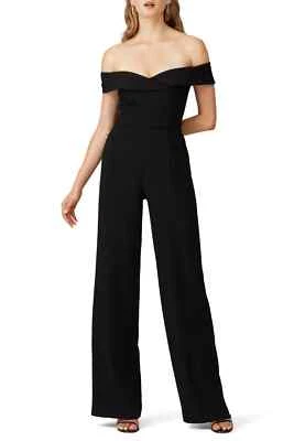 Mono negro Halo Yoli para mujer talla 8 negro fuera del hombro fiesta Foto 1 de 3